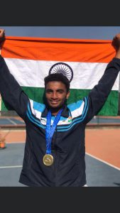 Manish with Gold medal in South Asian Gmaes